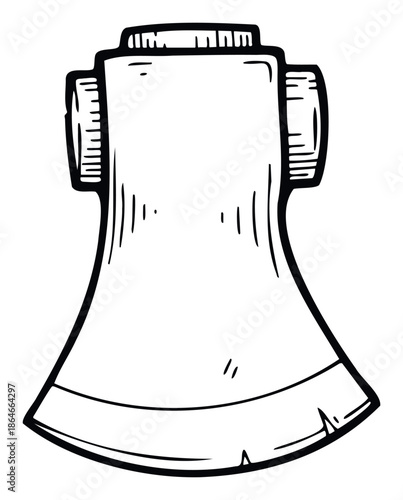 Black and white outline drawing of an axe head providing a versatile graphic resource for lumberjack themes, outdoor adventure motifs, or toolrelated industrial branding projects