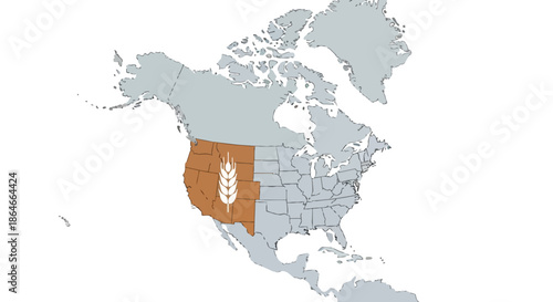 North American wheat belt map showcasing essential agricultural areas and grain cultivation regions for continental food security and global