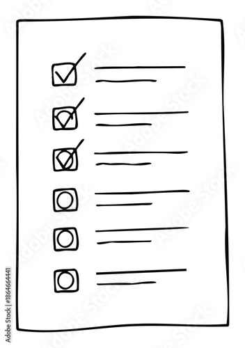 Hand drawn checklist for task management and project planning perfect for business productivity and educational presentations or personal todo list applications.