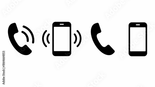 Essential vector collection of phone call icons and mobile communication symbols, featuring classic telephone receivers and modern smartphones for digital interfaces
