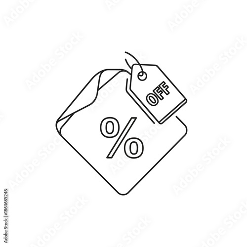 Minimalist Illustration of Discount Tag and Off Label for Sale Promotion