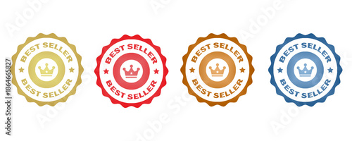 set of best seller stickers, badges, on transparent background