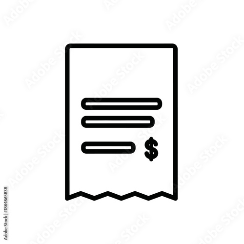 Simple Digital Receipt Icon for Financial and Payment Applications