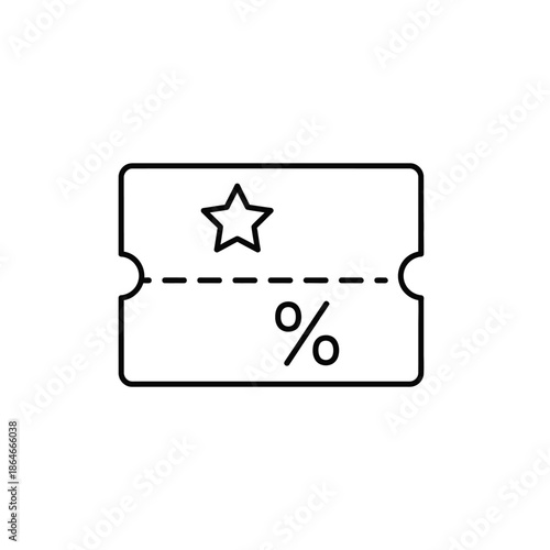 Close-up of Discount Coupon with Star Icon and Percentage Symbol for Shopping Deals