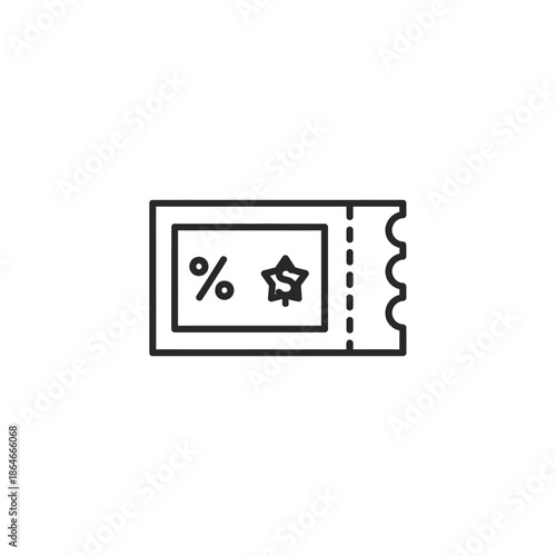 Close-up of Discount Ticket with Percent Sign and Star Symbol for Promotions