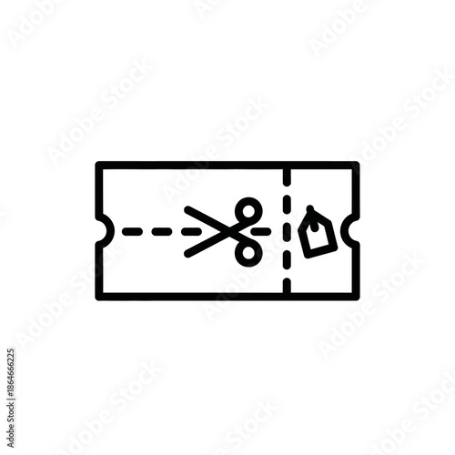 Creative Flat Design Illustration of a Ticket with Scissors Cutting Line