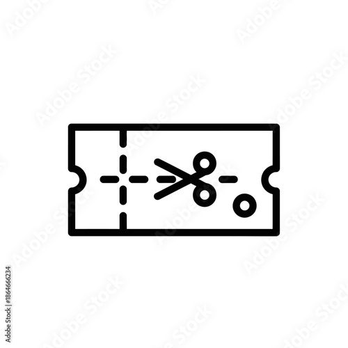 Creative Illustration of a Ticket Cutout with Scissors Icon for Event and Entry Passes