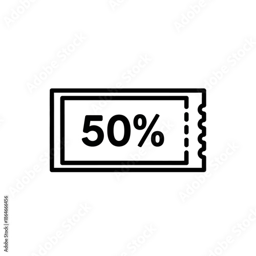 Discount Ticket Stub with 50 Percent Off Label for Promotional Sale or Event