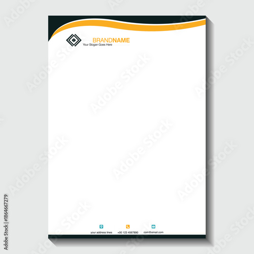 Professional letterhead template with modern design and customizable branding