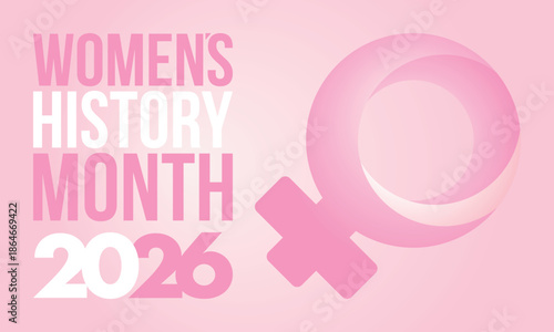 Women's History Month. The annual month that highlights the contributions of women to events in history. Celebrated during March in the United States, the United Kingdom, and Australia. Vector poster