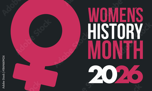 Women's History Month. The annual month that highlights the contributions of women to events in history. Celebrated during March in the United States, the United Kingdom, and Australia. Vector poster