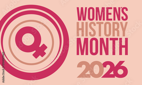 Women's History Month. The annual month that highlights the contributions of women to events in history. Celebrated during March in the United States, the United Kingdom, and Australia. Vector poster