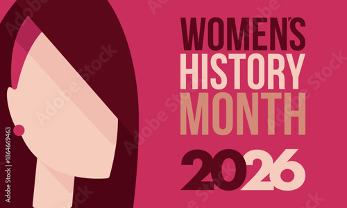 Women's History Month. The annual month that highlights the contributions of women to events in history. Celebrated during March in the United States, the United Kingdom, and Australia. Vector poster