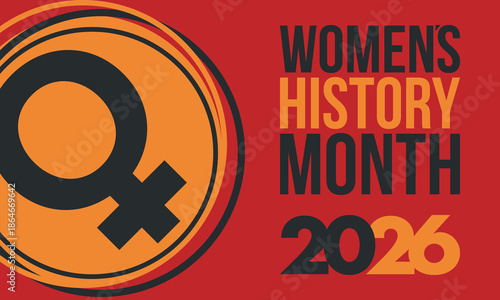 Women's History Month. The annual month that highlights the contributions of women to events in history. Celebrated during March in the United States, the United Kingdom, and Australia. Vector poster