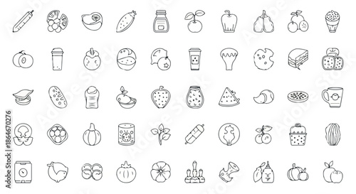 Food icons set outline style
