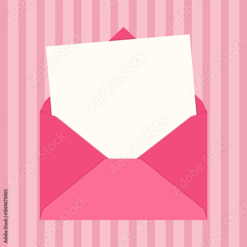Pink Envelope with Blank Letter Illustration