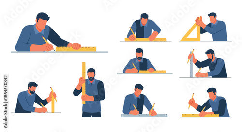 Architects working with tools and measurements