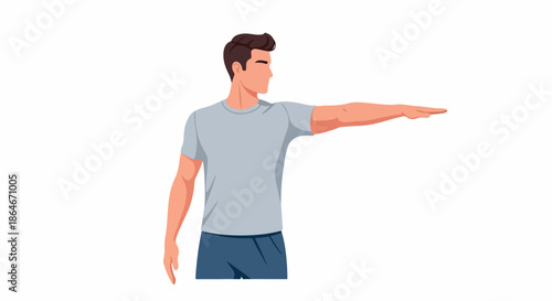 Man gesturing with outstretched arm with transparent background