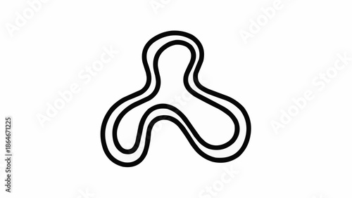 Abstract three lobed shape with double outline.