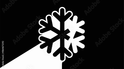 Black and white snowflake icon with shadow effect.