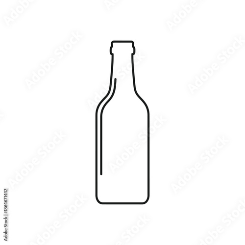 Minimalist Line Art Icon of a Glass Beer Bottle