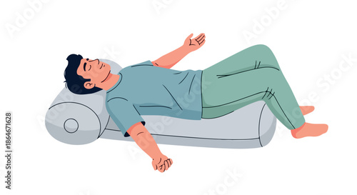 Man sleeping on bed with pillow