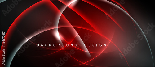 Abstract red, black design. Glowing lines create dynamic curves, modern aesthetic. Text reads background design. Minimalist, sleek presentation.