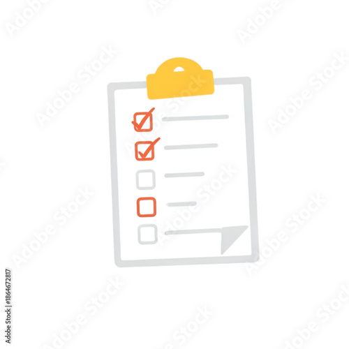 Clipboard checklist task list with check marks and empty boxes for project management and todo list