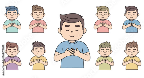 Praying boys collection with transparent background