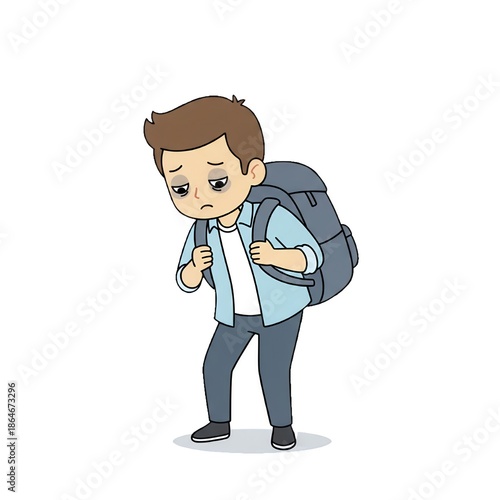 Male cartoon character carrying invisible emotional weight, mental burden concept, AI generated