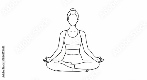 Woman meditating in lotus pose with transparent background