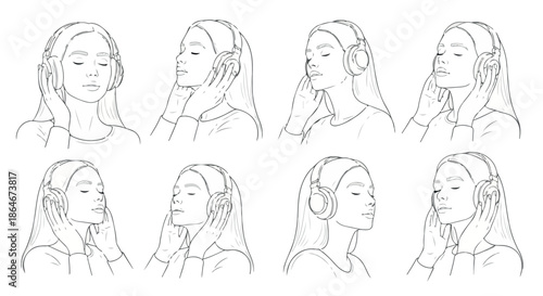 Woman listening to music with headphones