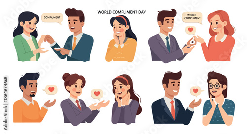 People giving compliments joyful expressions world compliment day
