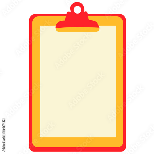Red clipboard with blank paper, ideal for checklists, reports, or office-themed UI/UX and marketing design visuals.
