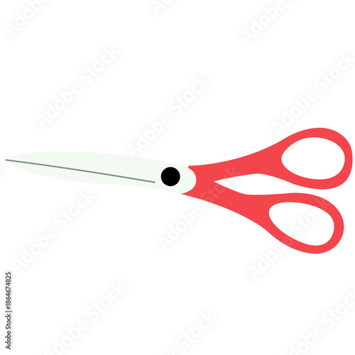 Red-handled scissors with silver blades, perfect for crafting, DIY, or educational design elements and icons.