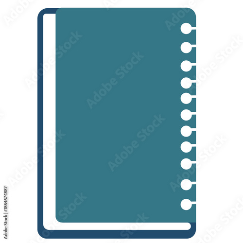 Teal spiral notebook with white rings, ideal for school, office, or planning-themed digital and print design assets.
