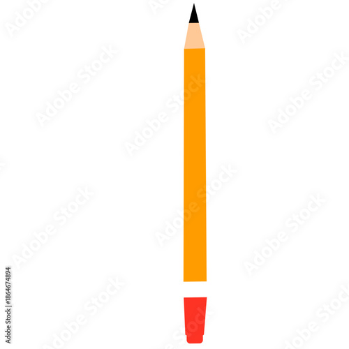 Orange pencil with sharp tip, ideal for drawing, sketching, or creative design tools in educational and art apps.