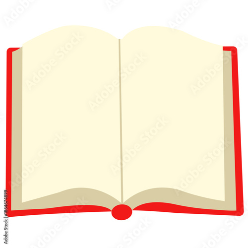 Open red book with cream pages, ideal for storytelling, reading apps, or literary-themed digital and print designs.