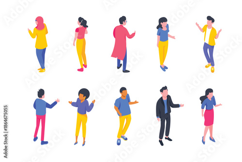 Diverse Group of People Standing and Gesturing in Various Poses 1.