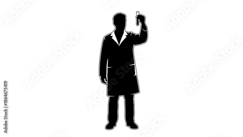 Scientist holding test tube up in laboratory setting