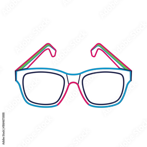 Colorful Eyeglasses Silhouette, Modern Style, White Background