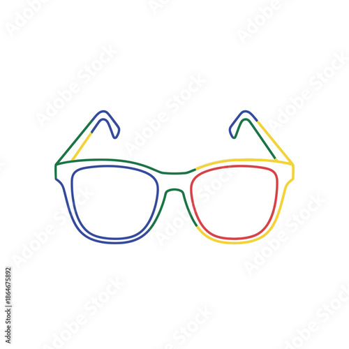 Colorful Eyeglasses Outline Icon, Modern Style Spectacles, Isolated on White Background