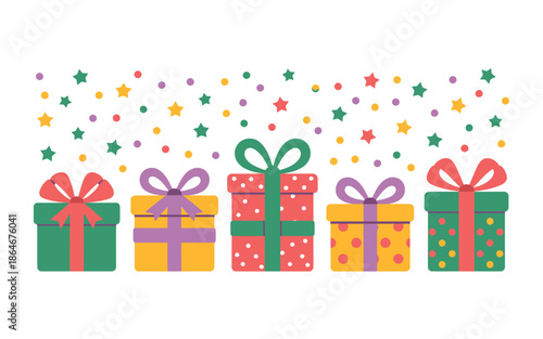 Collection of Colorful Party Hats with Different Patterns and Bunting Garland