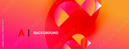 Abstract vibrant design. Gradient pink, orange hues create dynamic circular shapes. Text reads AI BACKGROUND. Modern visual presentation.