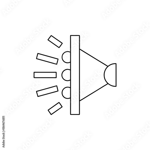 Black and white megaphone icon with sound waves on transparent background speaker loudspeaker announcement communication public address voice amplifier audio symbol illustration graphic line art