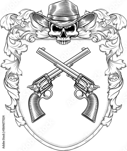 A cowboy skull wearing a co...