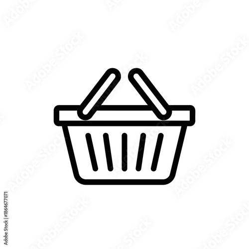 Empty Shopping Basket Icon for Retail and E-commerce Website Graphics