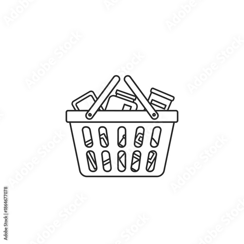 Empty Shopping Basket with Detergent Bottles in a Store Display Scene