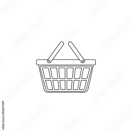 Empty Shopping Basket with Handle for Retail and Purchase Concepts