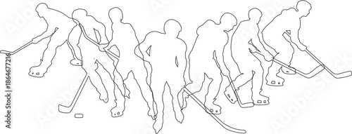 Photography Silhouette ice hockey player set